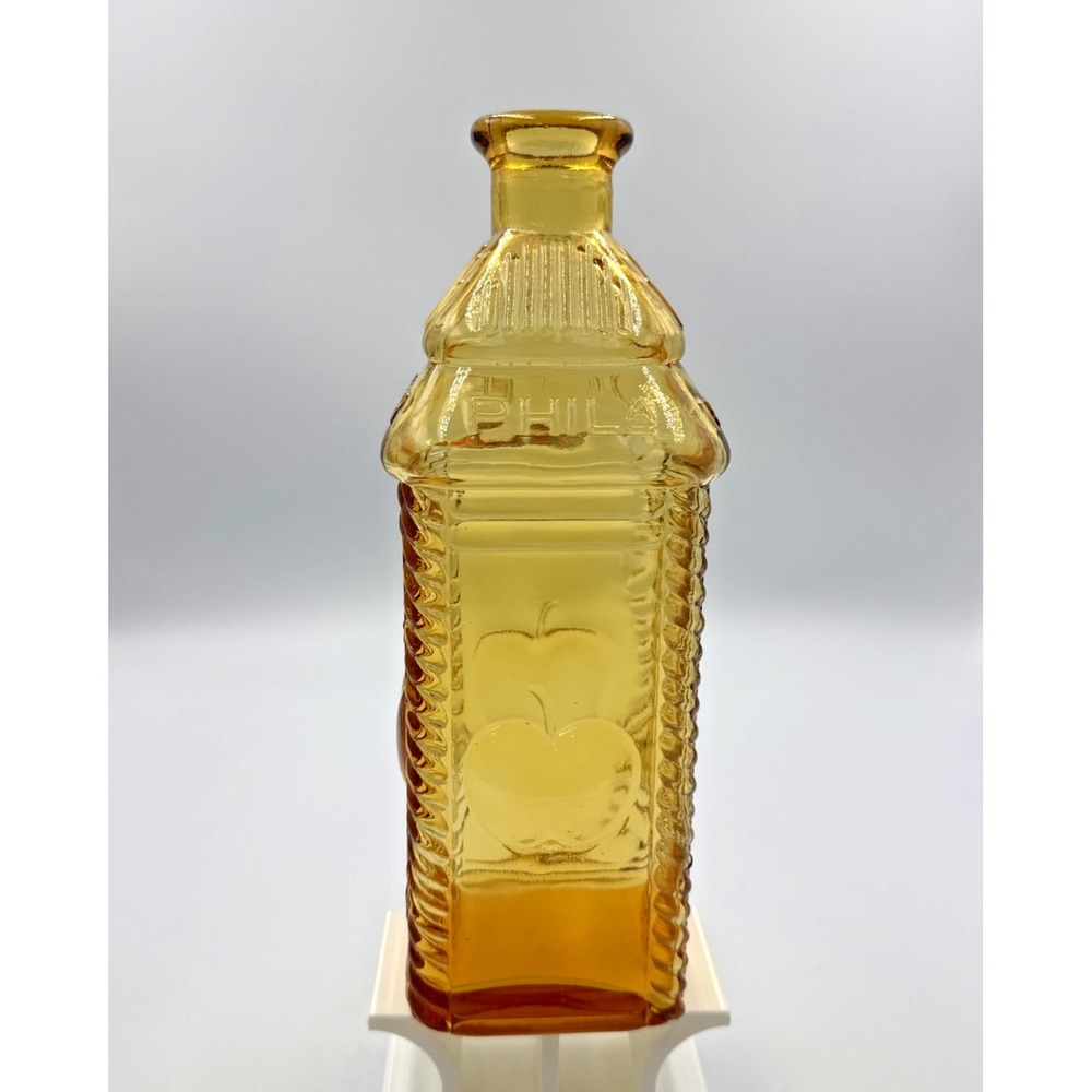 Vintage amber gold Berring's Phila. Apple Bitters sq glass bottle Nuline, NJ